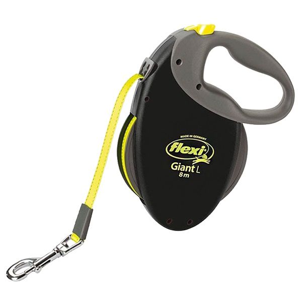 Lesă Flexi Giant Neon, L, pentru câini de până la 50kg - lungime coardă 8m, culoare neagră