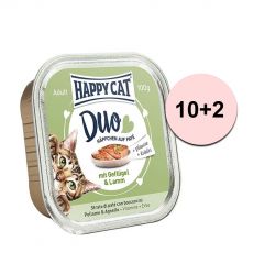 Happy Cat DUO MENU - pui şi miel 100g 10+2 GRATUIT