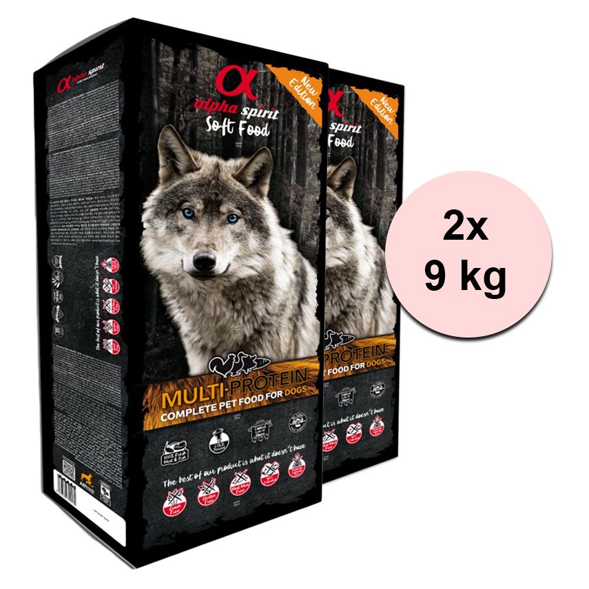 Alpha Spirit Complete Soft Dog Food – Multiproteine 2 x 9 kg