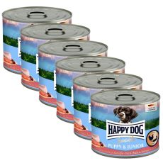 Happy Dog Sensible Puppy & Junior 6 x 200 g / pui și somon