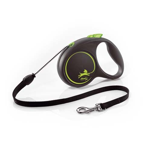 Lesă Flexi Black Design M, pentru câini de până la 20kg, lungime coardă 5m - verde
