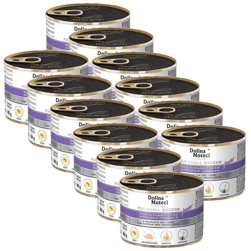 Dolina Noteci Premium Junior Small Breed Rabbit Liver & Deer Tongues 12 x 185 g