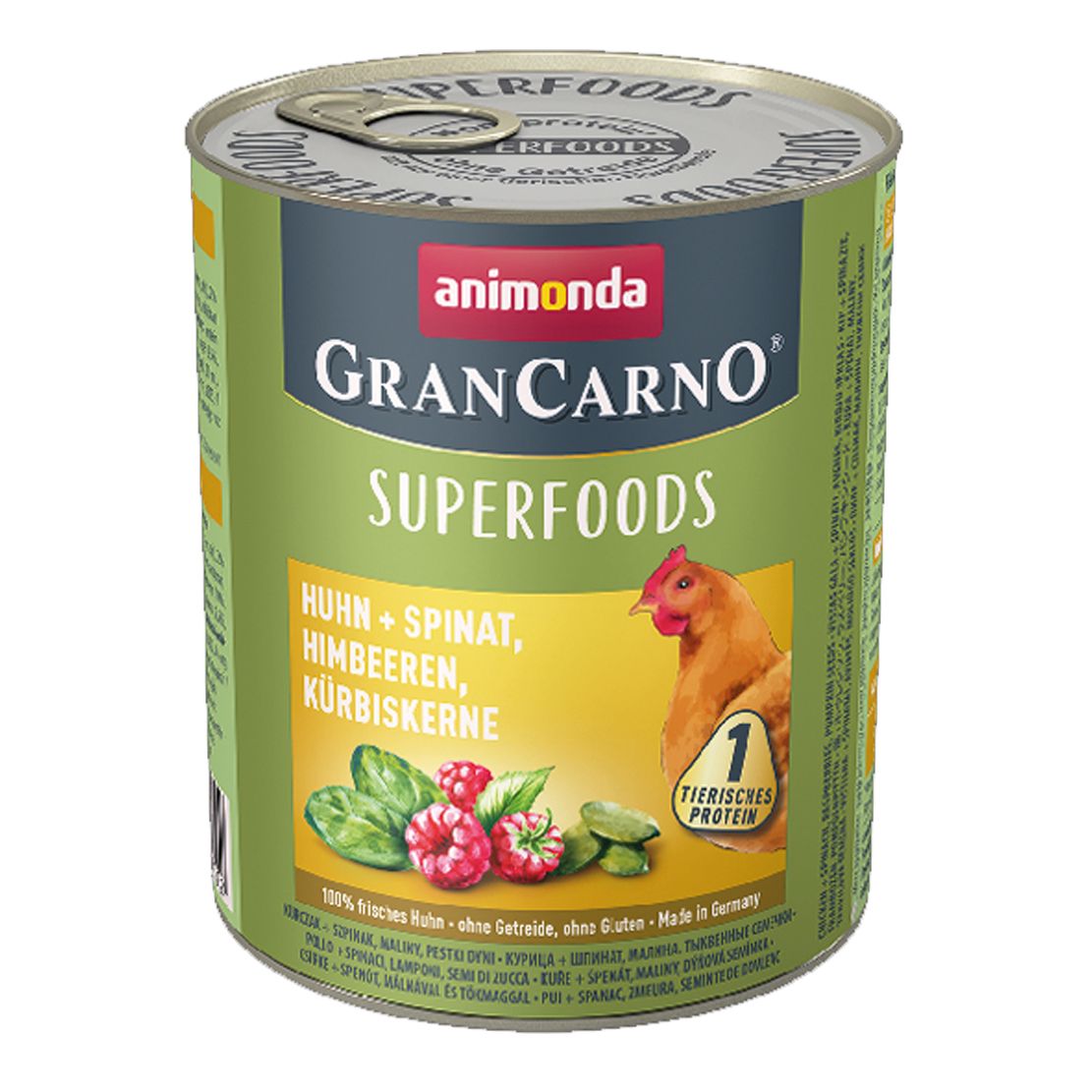 Animonda GranCarno Superfoods - pui + spanac și zmeură 800 g