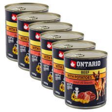 Conservă ONTARIO Beef with Potatoes and Sunflower Oil pentru câini - 6 x 800g