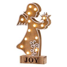 Decorațiuni MagicHome Crăciun Woodeco, înger, 14 LED, 19x33 cm