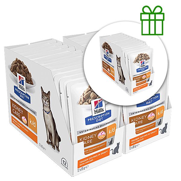 Hill's Prescription Diet Feline Kidney Care k/d Chicken 12 x 85 g, 2+1 GRATUIT
