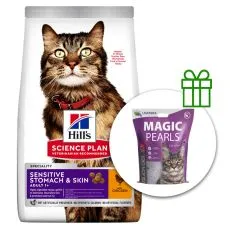 Hill's Science Plan Feline Adult Sensitive Stomach & Skin Chicken 7kg + așternut GRATUIT