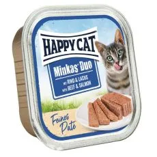 Happy Cat Minkas DUO Pat&eacute; carne de vită și somon 100 g