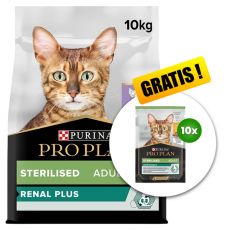 PURINA PRO PLAN CAT STERILISED RENAL PLUS Turkey 10 kg + 10 x capsule Sterilised GRATUIT