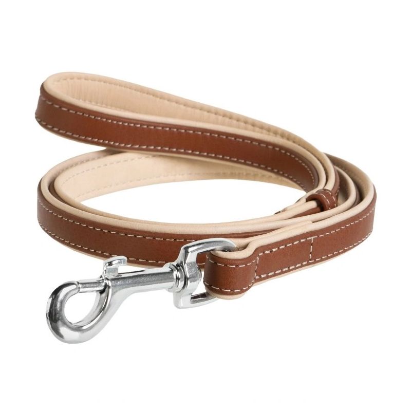 Lesă din piele pentru câini Collar Soft - 122cm, 13mm - maro - bej