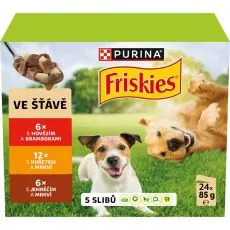 FRISKIES ADULT multipack cu carne de vită, pui și miel &icirc;n suc 24 x 85 g