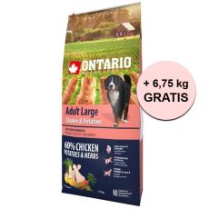 ONTARIO Adult Large - chicken & potatoes 12 kg + 6,75 kg GRATUIT