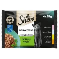 Sheba Delikatesse Pliculețe cu alegere mixtă &icirc;n jeleu 4 x 85 g