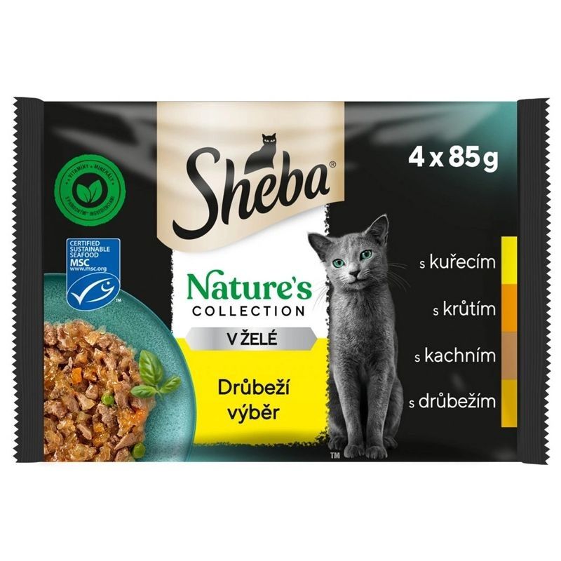 Sheba Natures Collection Plic cu selecție de păsări de curte în jeleu 4 x 85 g