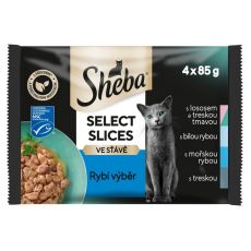 Sheba Select Slices Pliculețe cu selecție de pește în sos 4 x 85 g
