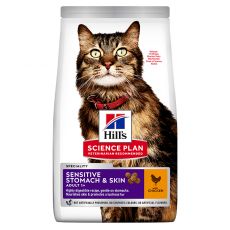 Hill's Science Plan Sensitive Stomach & Skin pentru pisici adulte cu pui 1,5 kg