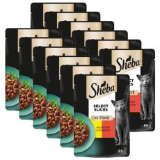 Sheba Select Slices Pliculeț cu carne de pui și vită în sos 12 x 85 g