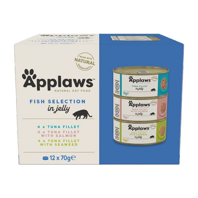 Applaws Fish Selection Hrană conservată pentru pisici, selecție de pești în jeleu 12 x 70 g