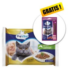 PreVital Fillet Selection Sterile Capsulă somon în sos 4 x 85 g + recompense GRATUIT 