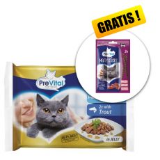 PreVital Fillet Selection Capsule ton/păstrăv în jeleu 4 x 85 g + recompense GRATUIT 