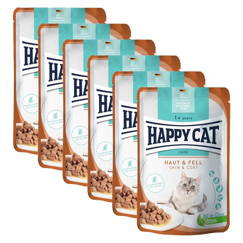 Happy Cat Care Pliculeț Haut & Fell / Piele & blană 6 x 85 g
