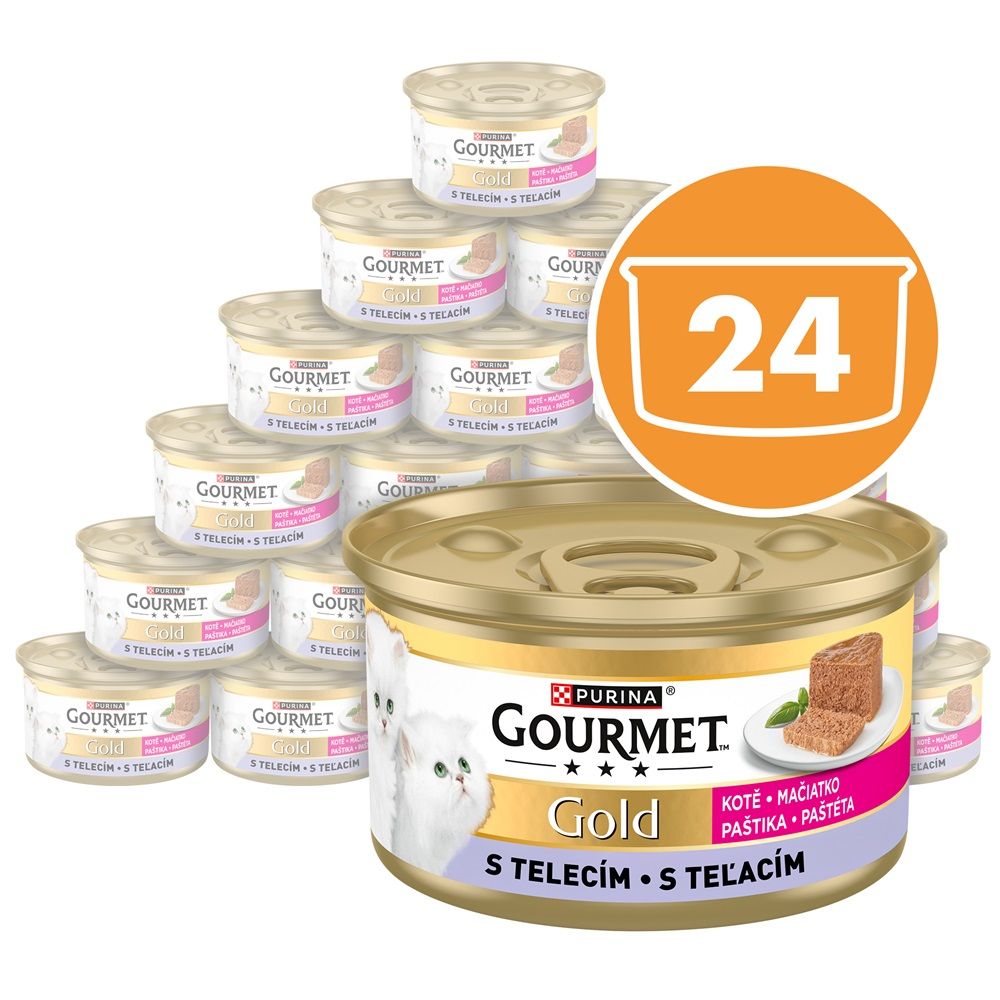 Conserve Gourmet GOLD Kitten - pateu cu vițel 24 x 85 g
