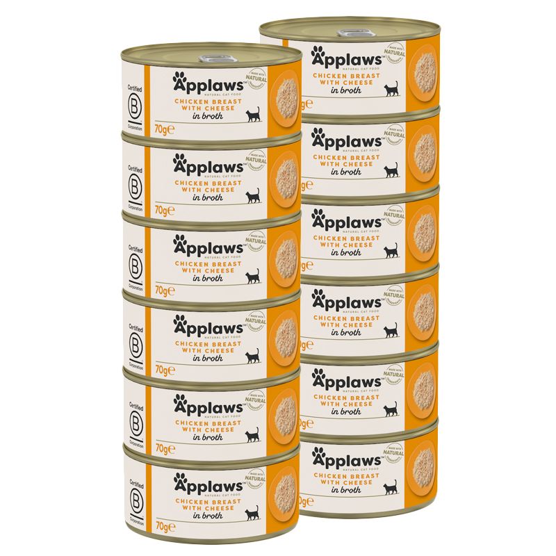 Applaws Cutie pentru pisici cu piept de pui si branza 12 x 70 g