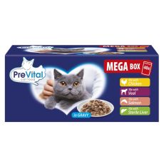 PreVital MEGA BOX Plic pui/vițel/somon/ficat în sos 40 x 100 g