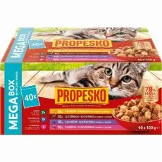 Propesko Cat Adult Plic vită/pui/v&acirc;nat/miel &icirc;n sos 40 x 100 g
