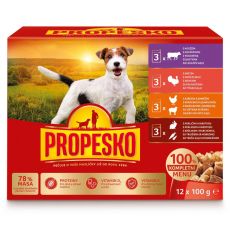 Propesko Dog Plic vită/curcan/miel-pui/iepure-morcov în sos 12 x 100 g