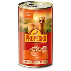 Propesko Dog Conservă cu pui, ficat și morcov în sos 1240 g