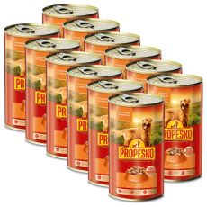 Propesko Dog Conservă cu vită și pui în sos 12 x 1240 g
