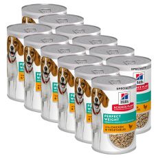 Hill's Science Plan Perfect Weight hrană conservată pentru câini adulți cu pui 12 x 363 g