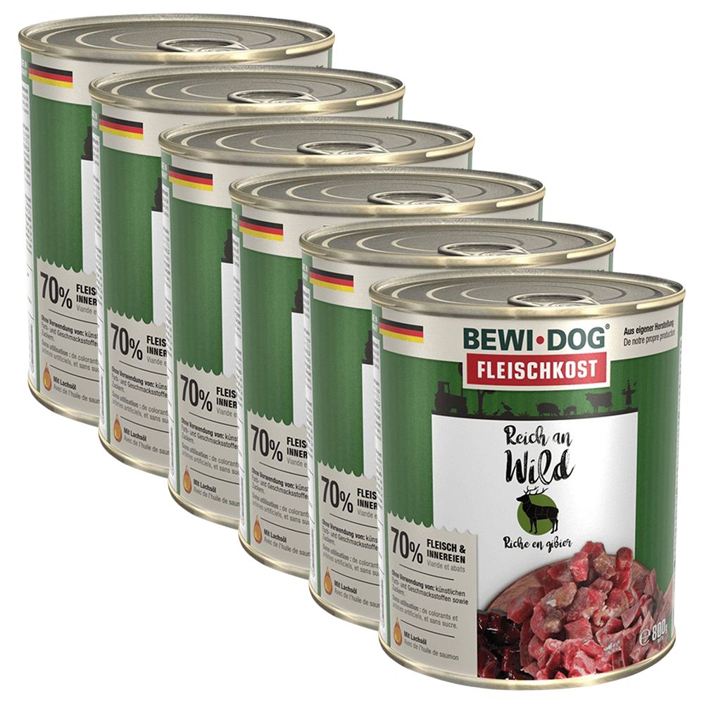 Conservă BEWI DOG – Wild, 6 x 800g