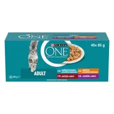 PURINA ONE ADULT Multipack pui, vită, miel și pește de mare &icirc;n sos 40 x 85g