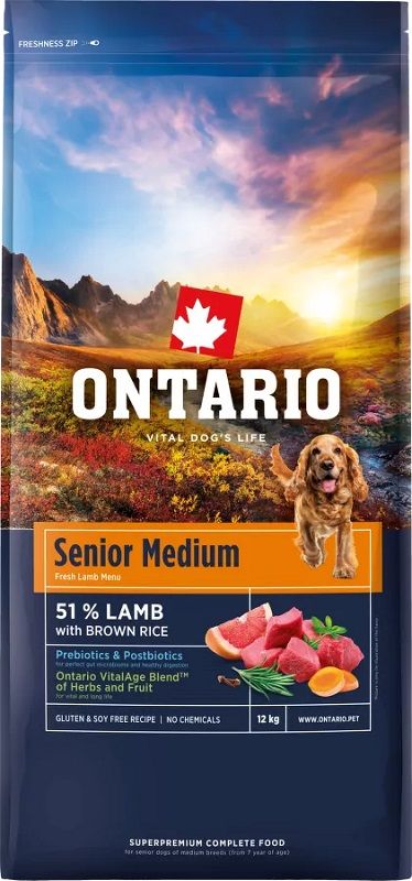 Ontario Senior Medium Lamb & Brown Rice 12 kg
