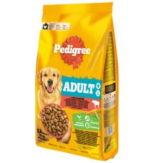 Pedigree Adult cu carne de vită și legume 12 kg + 3 kg GRATUIT