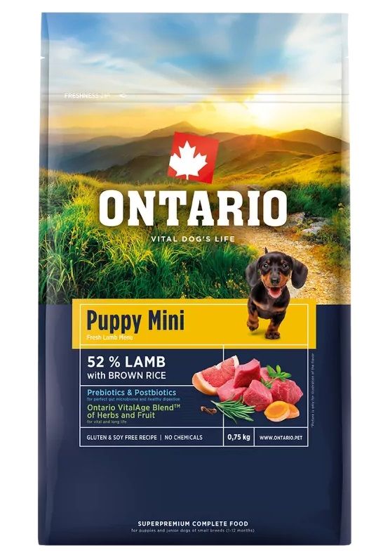 Ontario Puppy Mini Lamb & Brown Rice 0,75 kg