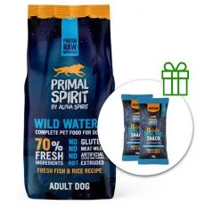 Primal Spirit Dog 70% Wild Waters pește de mare 12 kg + 2 x recompense GRATUIT