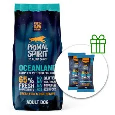 Primal Spirit Dog 65% Oceanland Dog pește de ocean 12 kg + 2 x recompense GRATUIT