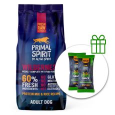 Primal Spirit Dog 60% Wilderness Dog Porc Iberic 12 kg + 2 x recompense GRATUIT