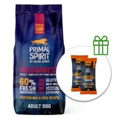 Primal Spirit Dog 60% Wilderness Dog Porc Iberic 12 kg + 2 x recompense GRATUIT