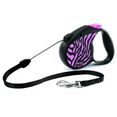 Flexi Safari Zebra lesă M până la 20 kg, 5 m cablu - roz 
