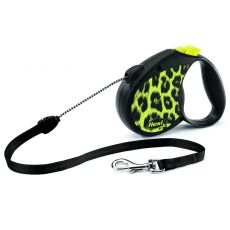 Flexi Safari Leopard lesă M până la 20 kg, 5 m cablu - galben
