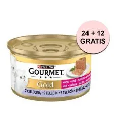Conserve Gourmet GOLD Kitten - pateu cu vițel 85 g, 24+12 buc. GRATUIT