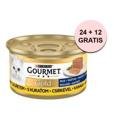 Conservă Gourmet GOLD - pateu cu carne de pui 85 g, 24+12 buc. GRATUIT