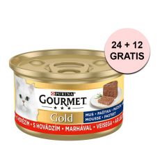 Conservă Gourmet GOLD - pateu cu vită 85 g, 24+12 buc. GRATUIT