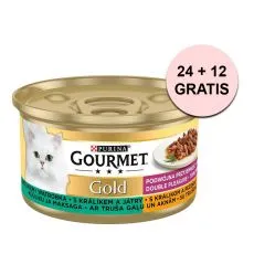 Conservă Gourmet GOLD - bucăți de iepure și ficat fripte și &icirc;năbușite 85 g, 24+12 buc. GRATUIT