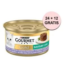 Conservă Gourmet GOLD - Tort savuros cu miel și fasole verde 85 g, 24+12 buc. GRATUIT