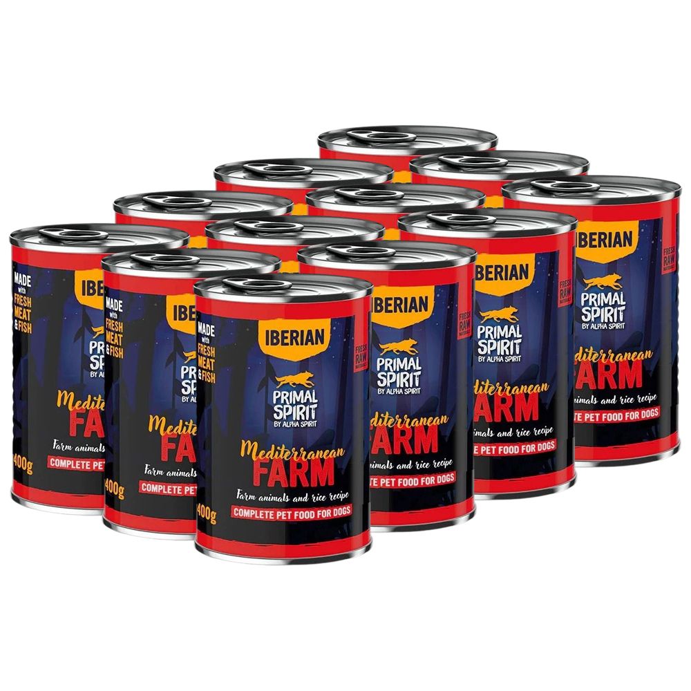 Primal Spirit Dog Iberian Mediterranean Farm 12 x 400 g